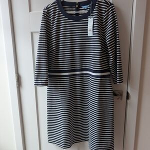 Draper James Navy and White Striped Ponte Dress